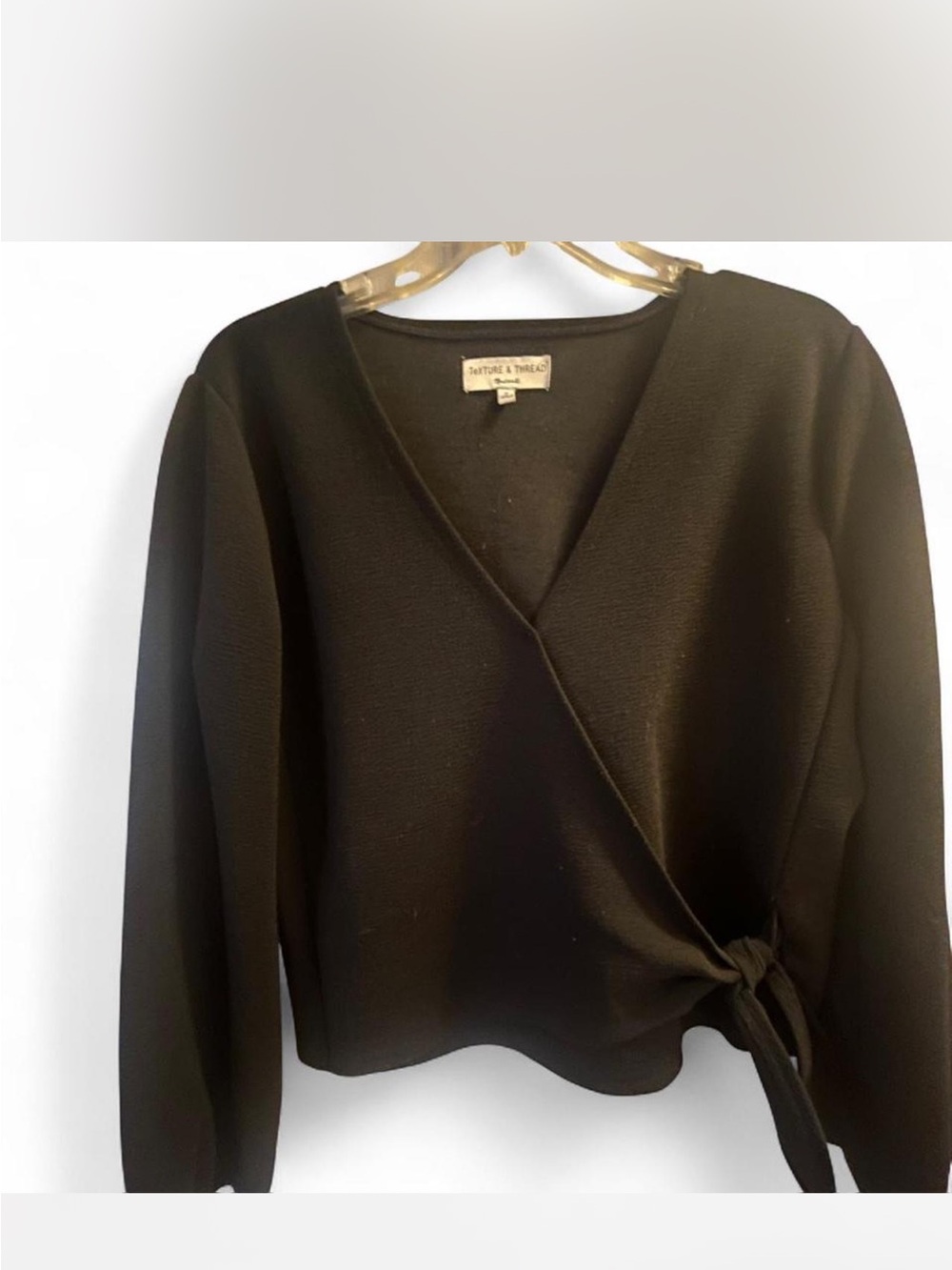 MADEWELL Black Wrap Tie-Front top